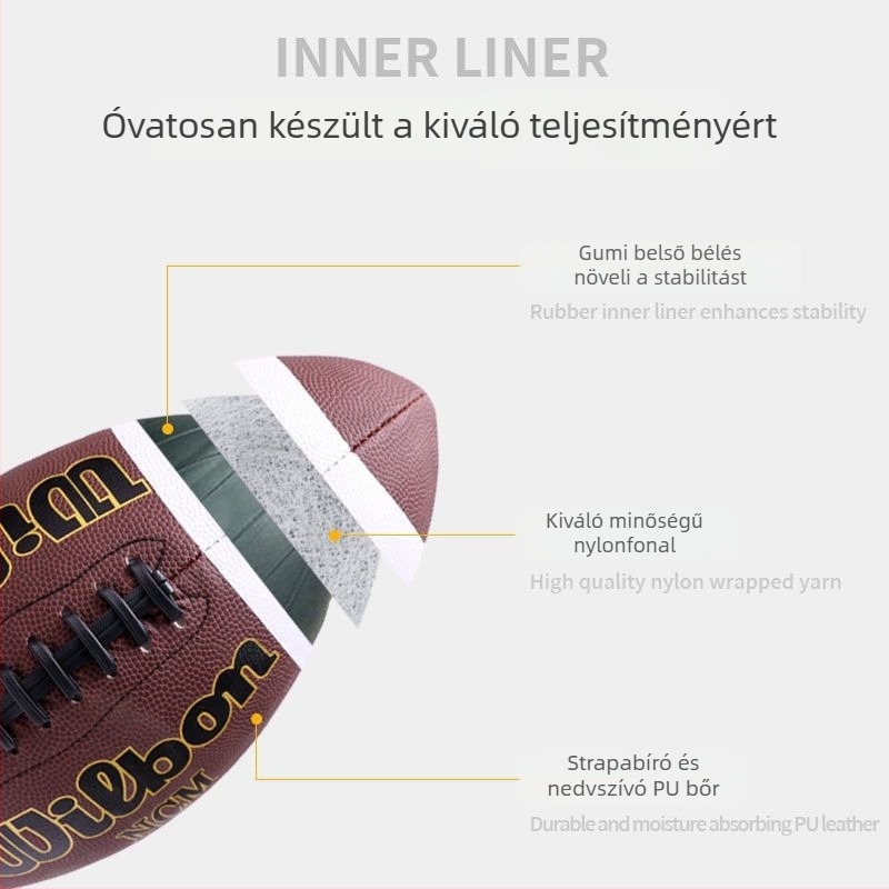 Amerikai futball edzés standard 9 – kopásálló PP anyag, gépi varrás, logó nem elérhető, rugby kategória