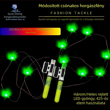 Akkumulátoros LED horgászbot világítás, 3-LED jelzőfény, hatótávolság 50 m-ig (elemek nélkül)