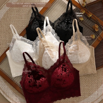 Velúr anyagú wrap melltartó, teljes kosár, vékony alakított kosár, lélegző hátsó rész, luxus dizájn