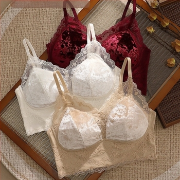 Velúr anyagú wrap melltartó, teljes kosár, vékony alakított kosár, lélegző hátsó rész, luxus dizájn