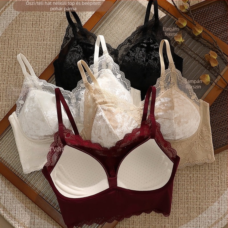 Velúr anyagú wrap melltartó, teljes kosár, vékony alakított kosár, lélegző hátsó rész, luxus dizájn