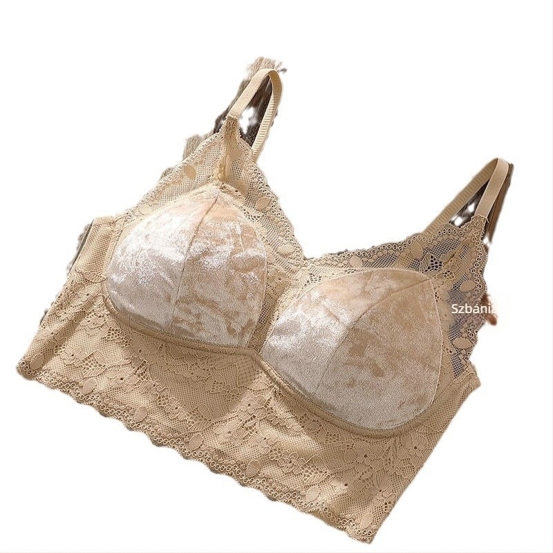 Velúr anyagú wrap melltartó, teljes kosár, vékony alakított kosár, lélegző hátsó rész, luxus dizájn