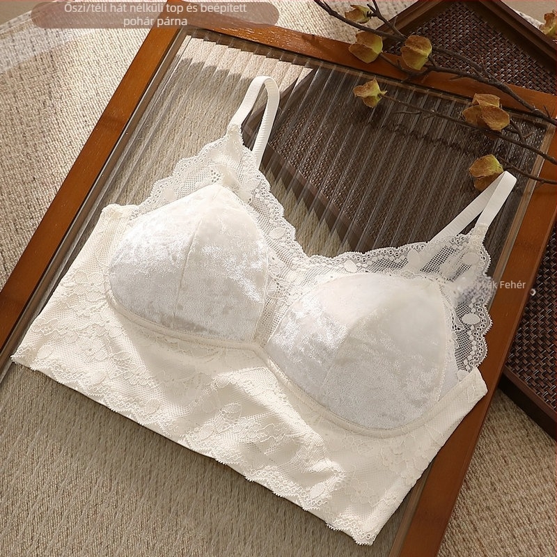 Velúr anyagú wrap melltartó, teljes kosár, vékony alakított kosár, lélegző hátsó rész, luxus dizájn