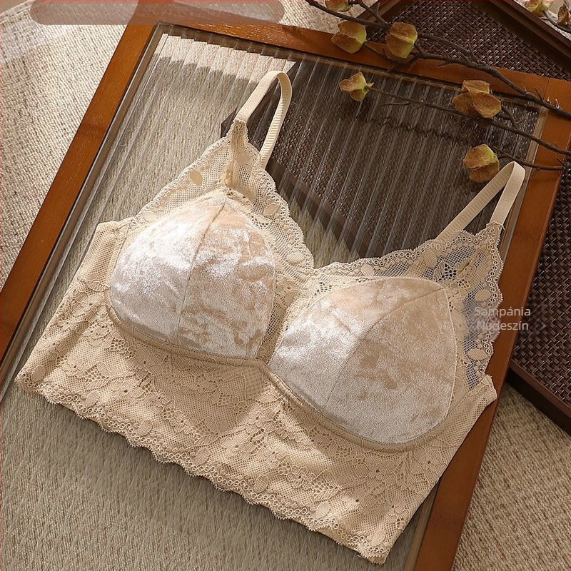 Velúr anyagú wrap melltartó, teljes kosár, vékony alakított kosár, lélegző hátsó rész, luxus dizájn