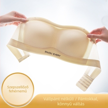 Felső nélküli, varrat nélküli melltartó, párnázott, 3/4 kosár, levehető dupla vállpántok, fő anyag: nylon, bélés: spandex <30%