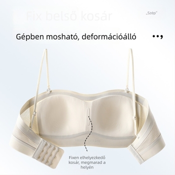 Felső nélküli, varrat nélküli melltartó, párnázott, 3/4 kosár, levehető dupla vállpántok, fő anyag: nylon, bélés: spandex <30%