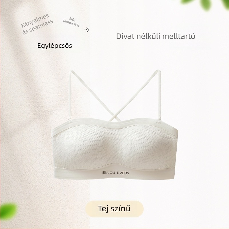 Felső nélküli, varrat nélküli melltartó, párnázott, 3/4 kosár, levehető dupla vállpántok, fő anyag: nylon, bélés: spandex <30%