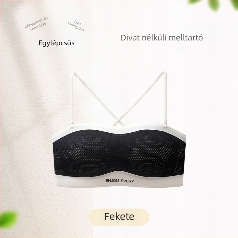 Felső nélküli, varrat nélküli melltartó, párnázott, 3/4 kosár, levehető dupla vállpántok, fő anyag: nylon, bélés: spandex <30%
