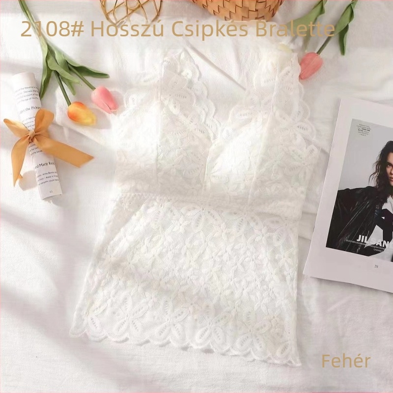 Csipkés váll nélküli melltartó latex párnával - teljes kosár, pohárforma: felső vékony, alsó vastag, 85% nylon