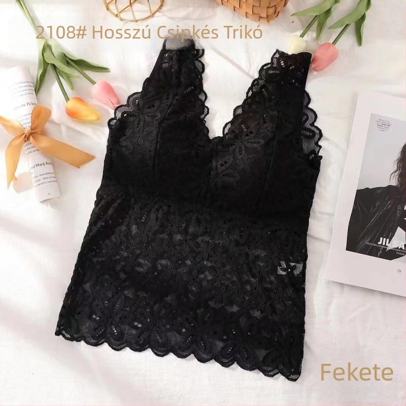 Csipkés váll nélküli melltartó latex párnával - teljes kosár, pohárforma: felső vékony, alsó vastag, 85% nylon