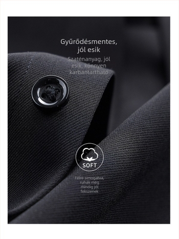 Férfi ing, vasalás nélküli, gyűrődésmentes, hosszú ujjú, széles gallér