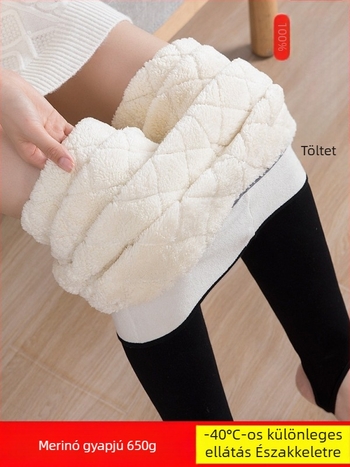 Női gyapjú meleg nadrág fleece-béléssel téli viselet