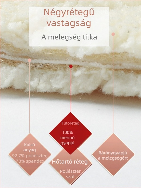 Női gyapjú meleg nadrág fleece-béléssel téli viselet