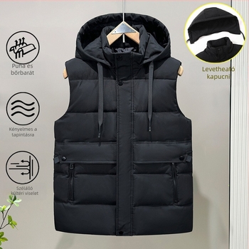 Férfi pamut töltött mellény, koreai tél stílus, vastag melegség; töltet: poliészter; fő anyag: poliészter; bélés: poliészter; kapucni nélkül