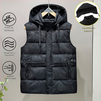 Férfi pamut töltött mellény, koreai tél stílus, vastag melegség; töltet: poliészter; fő anyag: poliészter; bélés: poliészter; kapucni nélkül