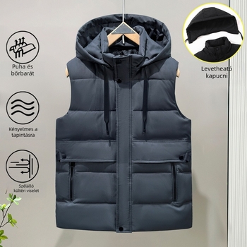Férfi pamut töltött mellény, koreai tél stílus, vastag melegség; töltet: poliészter; fő anyag: poliészter; bélés: poliészter; kapucni nélkül