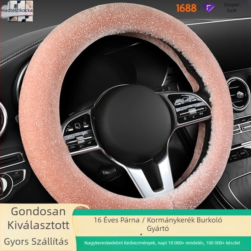 Téli plüss kormányvédő, univerzális illeszkedés, mű plüss felület, kézi és gépi varrás, modern minimalista stílus