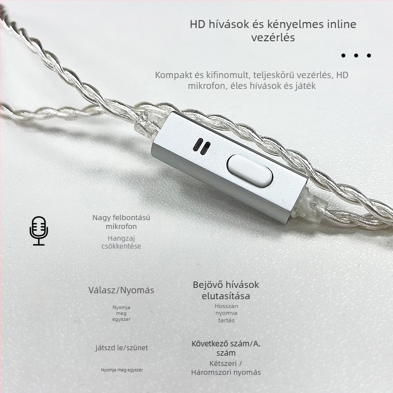 Nd 10-1 Audió kábel, oxigéntől mentes réz mag, ezüstösen bevont huzal, 2‑pin kézzel font, 0.78 mm
