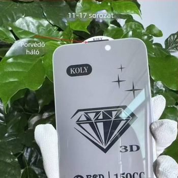 3D él nélküli edzett üveg képernyővédő iPhone 11–17 sorozathoz, porvédő hálóval, átlátszó, alumínium bevonattal a magánéletért