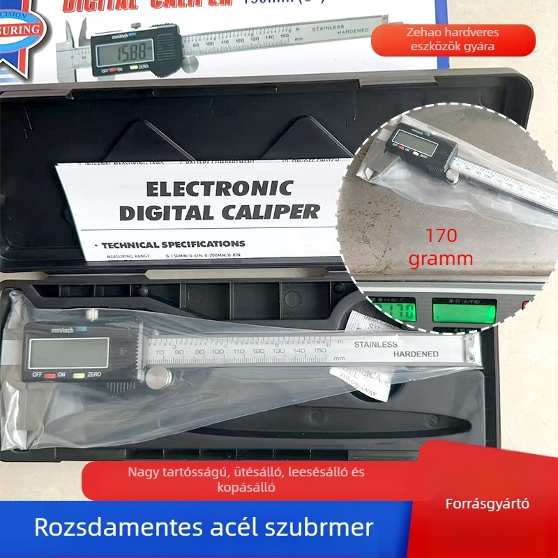 Digitális vernier tolómérő LCD kijelzővel, nagy pontosságú, kompakt dizájn, karkötő mérésére