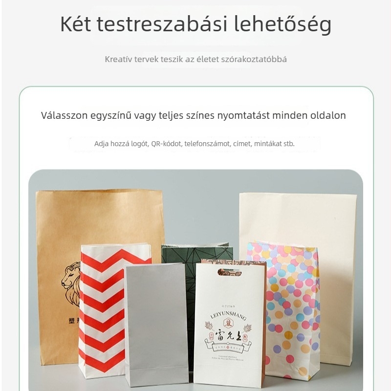 Gold Rock Kraft papír ajándéktáska, négyzetes alapú dizájn, univerzális csomagolási táska nyomtatott logóval