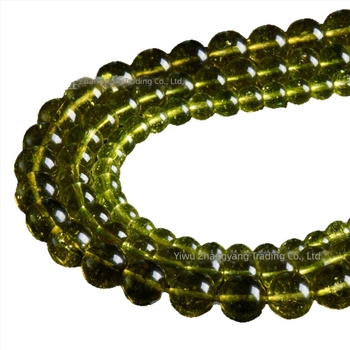 Természetes utánzatú peridot kristály kerek gyöngyök, lazán fűzhetőek, félkész állapotban, olívazöld, 8 mm, DIY ékszerekhez