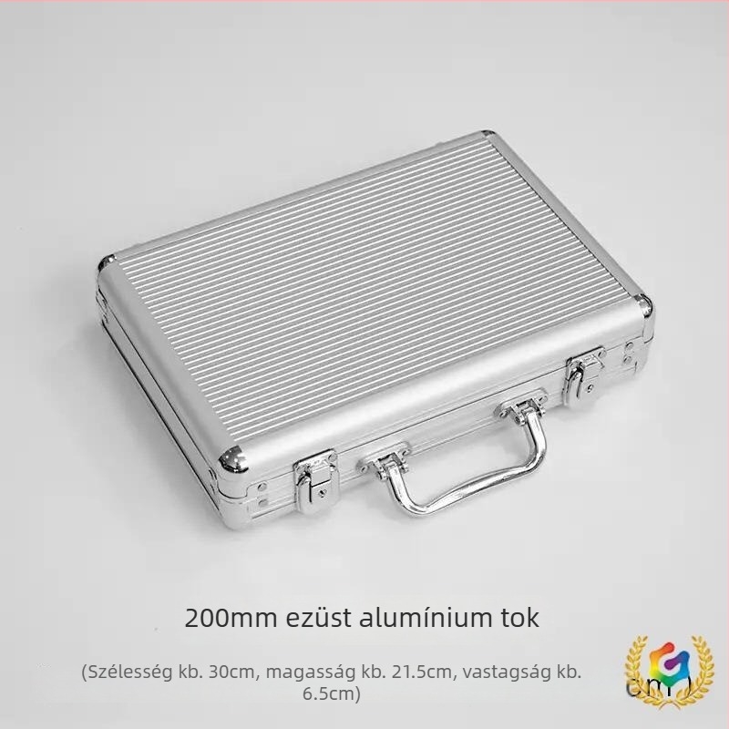 Alumíniumötvözet chipbox, 200-as típus, csíkos dizájnnal és kerek sarkokkal – alkalmas pókerhez és kockákhoz, testreszabható, 18 darabos készlet