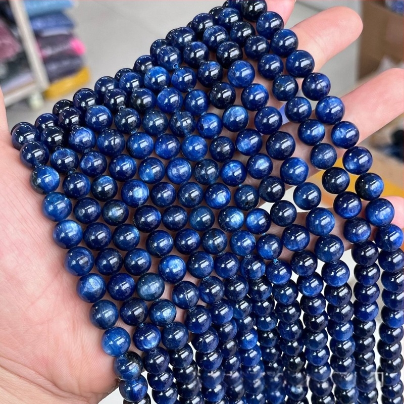 Lan Yue Jewelry Természetes kianit kerek gyöngyök – laza gyöngyök, félkész DIY ékszer alkatrészek karkötőkhöz és nyakláncokhoz