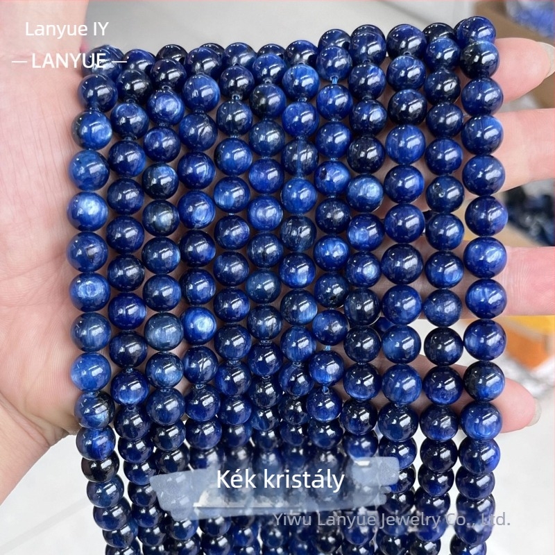 Lan Yue Jewelry Természetes kianit kerek gyöngyök – laza gyöngyök, félkész DIY ékszer alkatrészek karkötőkhöz és nyakláncokhoz