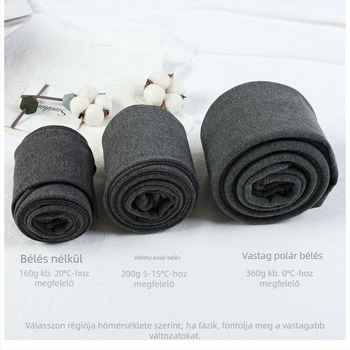 Női 500D pamut leggings fleece béléssel, tavasz–ősz– tél időszakokra, szürke, lábfejes, vastag