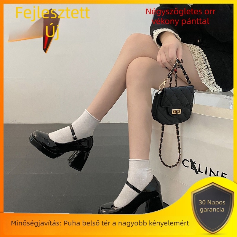 Vintage francia Mary Jane szandálok platformos, négyszögletes orrú, vízálló platforma, egy csattal záródó, PU felső rész/belső/talp