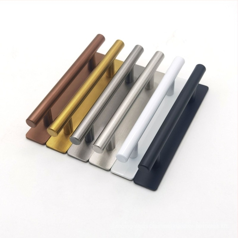 Rozsdamentes acél szegmentes szekrényfogó alsó lemezzel, öntapadós, wire-drawing felülettel, ruhásszekrényekhez és fiókokhoz