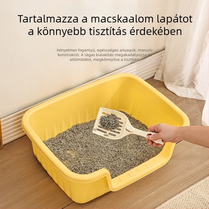 Extra nagy méretű félzárású, nyitott macska toalett, csobogás elleni védelemmel