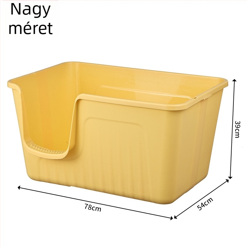 Extra nagy méretű félzárású, nyitott macska toalett, csobogás elleni védelemmel