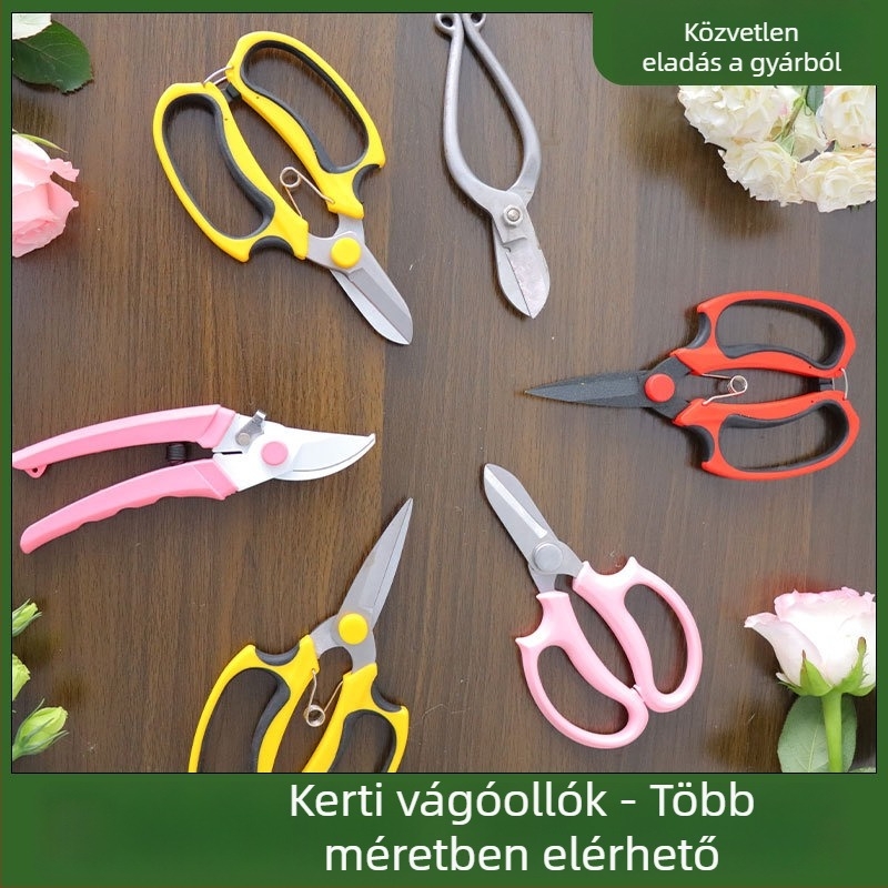 Kerti metszőolló rozsdamentes acélból, otthoni használatra, virágok és ágak metszéséhez