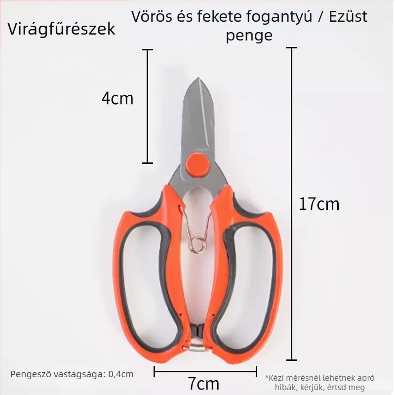 Kerti metszőolló rozsdamentes acélból, otthoni használatra, virágok és ágak metszéséhez
