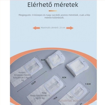 Kutyapiszok-felszedő eszköz kültéri használatra, műanyag, lapos szájú stílus, zacskóklipsz, normál vastagság