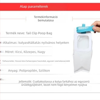 Kutyapiszok-felszedő eszköz kültéri használatra, műanyag, lapos szájú stílus, zacskóklipsz, normál vastagság