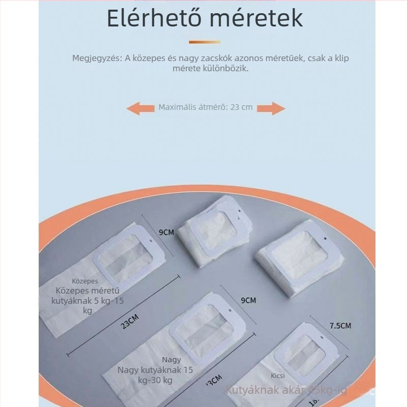 Kutyapiszok-felszedő eszköz kültéri használatra, műanyag, lapos szájú stílus, zacskóklipsz, normál vastagság