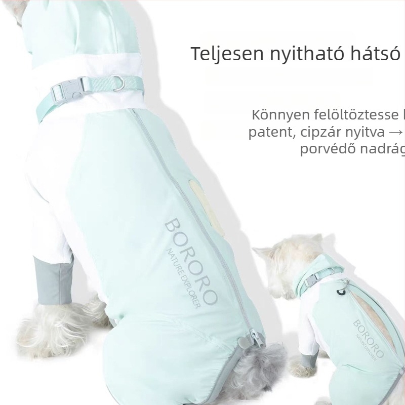 Nylon kutyakabát minden évszakra, puha külső résszel kültéri használathoz