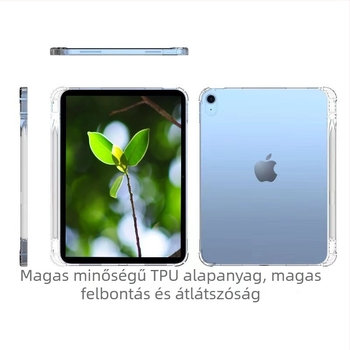 Átlátszó TPU iPad védőtok sarkokkal és tollrekesszel, ütésálló, ujjlenyomat-mentes