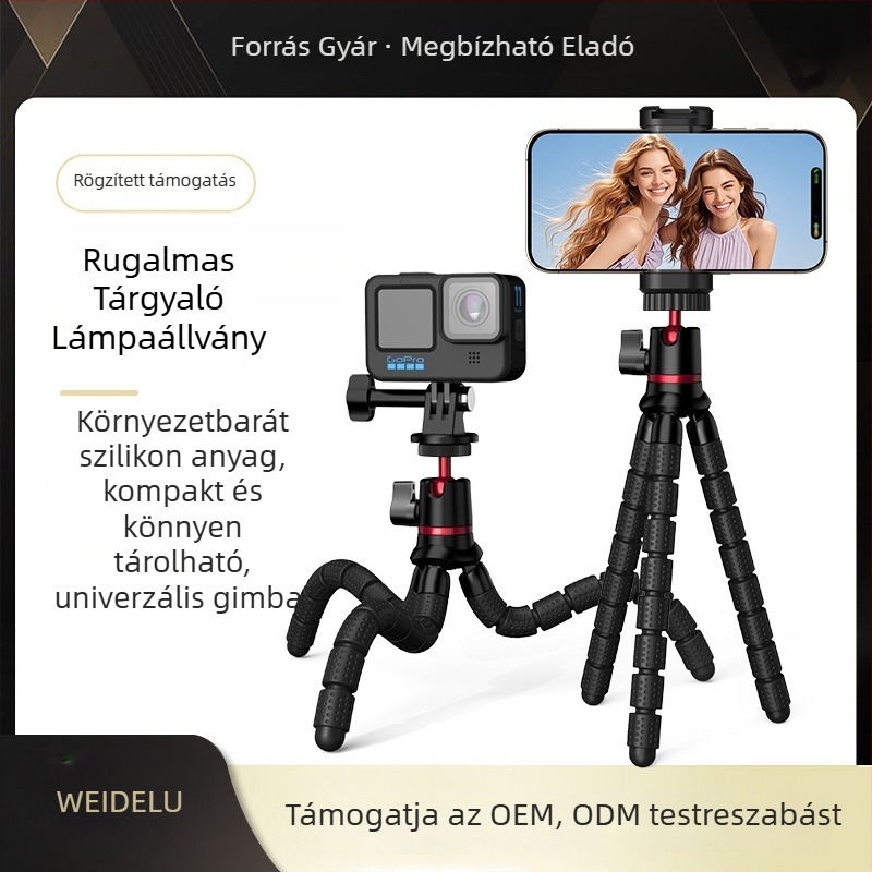 Bluetooth-képes rugalmas telefon tartó tripod GoPro és DJI Osmo számára – univerzális kompatibilitás, anyagok: ABS, szilikon és 5053 alumínium