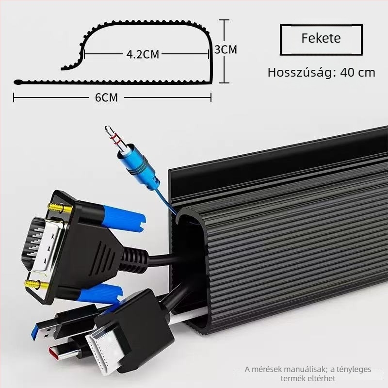 Fúrás nélküli PVC kábelcsatorna az asztalhoz, felületre szerelt kábelrendező és kábeldoboz