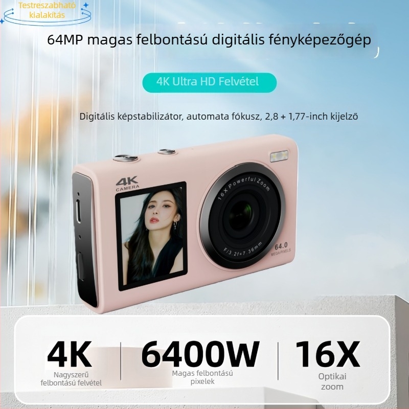 Dv80j Digitális-kártya Kamera – 24MP CCD szenzor, 16x optikai zoom, max 4320×3240 felbontás, 2.8-inch LCD, 64GB beépített memória
