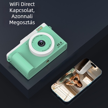 Kézben tartható WiFi kamera kettős CMOS érzékelővel, 1/1.8'', 2,4'' LCD, TF-kártya tárhely, USB 2.0