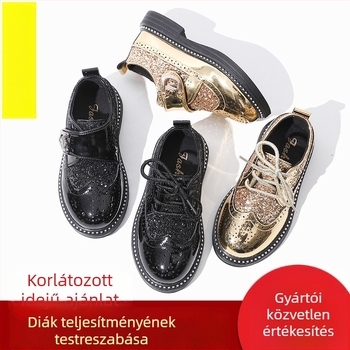 Fiúknek való bőrcipő, angol stílus, gumitalp, PU talpbetét, lélegző, csúszásmentes