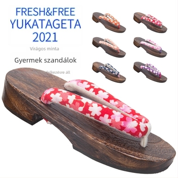 Gyerekeknek szánt fa talpú papucs EVA talppal, pamut felső rész, aranyos stílus, 1–16 éveseknek, nyár–tavasz–ősz