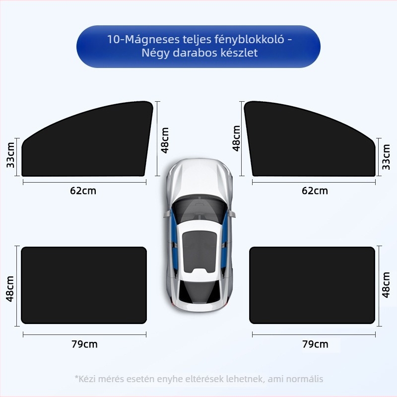 Autóüveghez mágneses rögzítésű napvédő takaró, Oxford szövetből készült hőszigetelő bevonat, oldalsó napvédő, universal