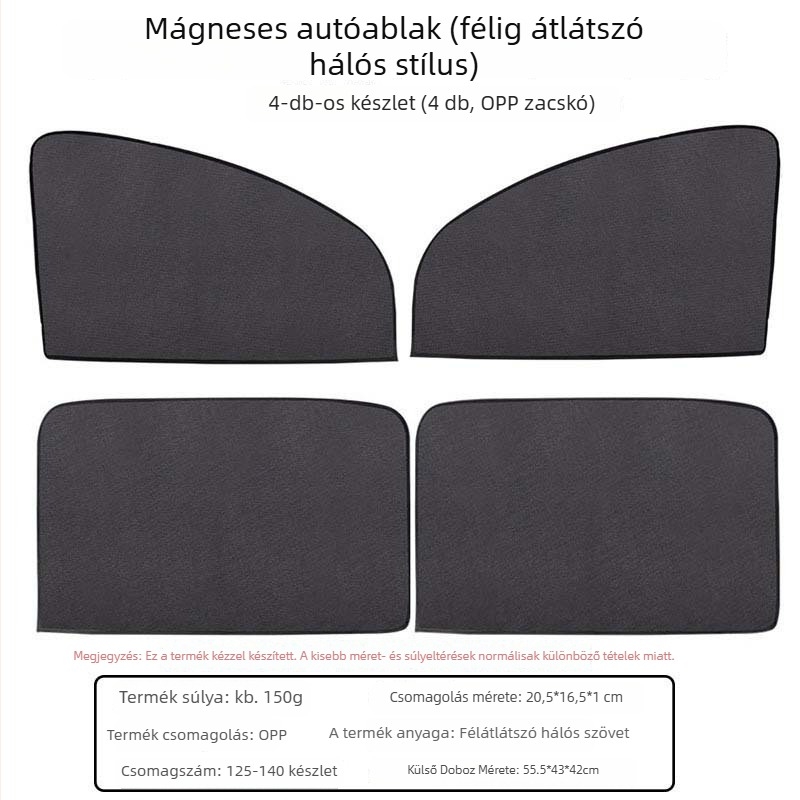 Autóüveghez mágneses rögzítésű napvédő takaró, Oxford szövetből készült hőszigetelő bevonat, oldalsó napvédő, universal