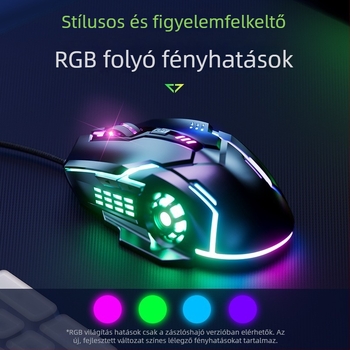 6-gombos vezetékes gaming egér, USB, 3000 DPI, állítható DPI, ergonikus kialakítás, 4-irányú görgő